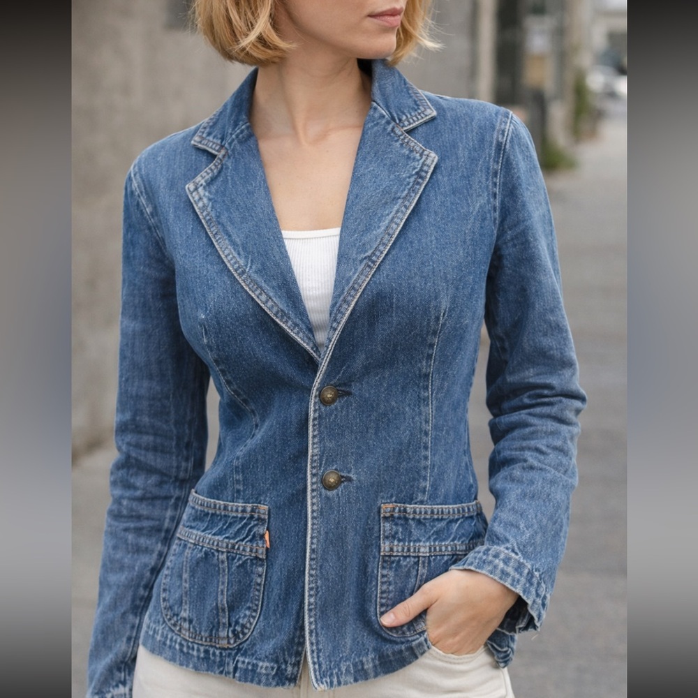 Vintage 1970s “Levi’s for Gals” Orange Tag Denim Blazer Jacket- Fitted, Small